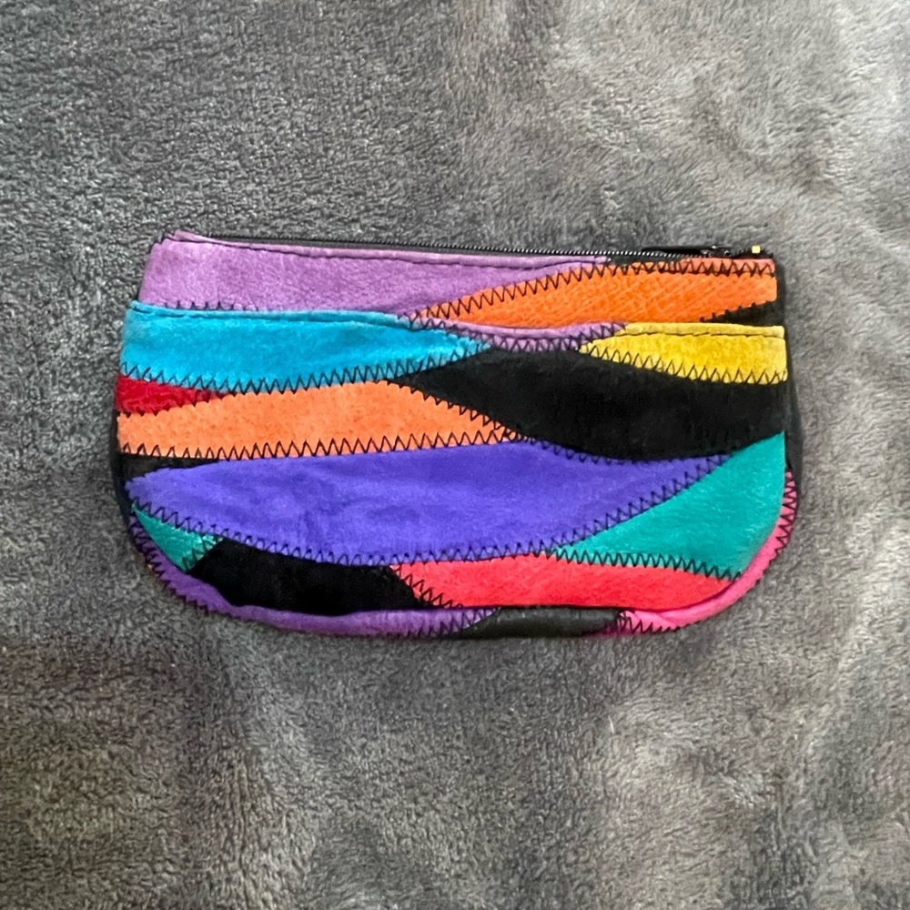 Vintage Patchwork Leather Handbag Clutch Change Purse - Picture 5 of 5